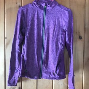 Purple athletic long sleeve zip up